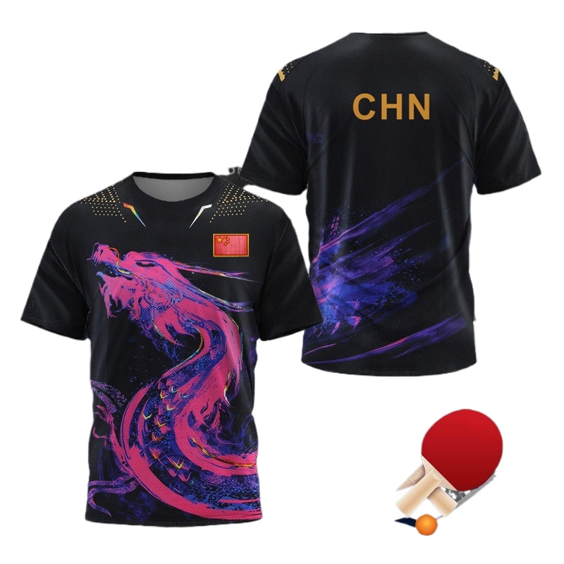 中国ドラゴン卓球グラフィック Tシャツ男性服ファッションバド - Table Tennis Zhang Jike のレビューと価格